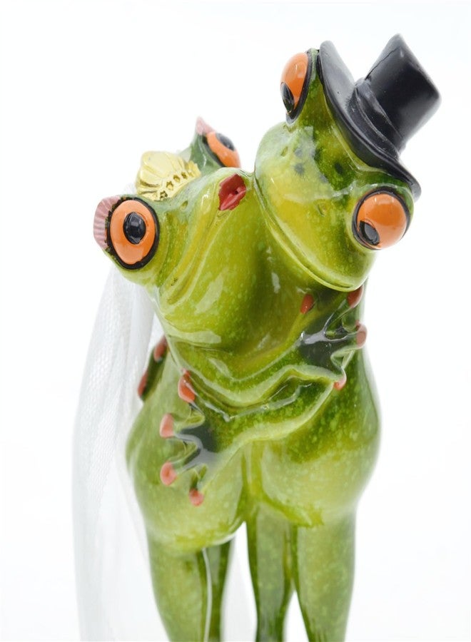 Queemie Romantic Wedding Dress Lovers Frogs Resin Sculpture Statue, Creative Get Married Couple Froggy Mascot Crafts Collectible Figurines for Home Office Decoration Gifts - Image 2